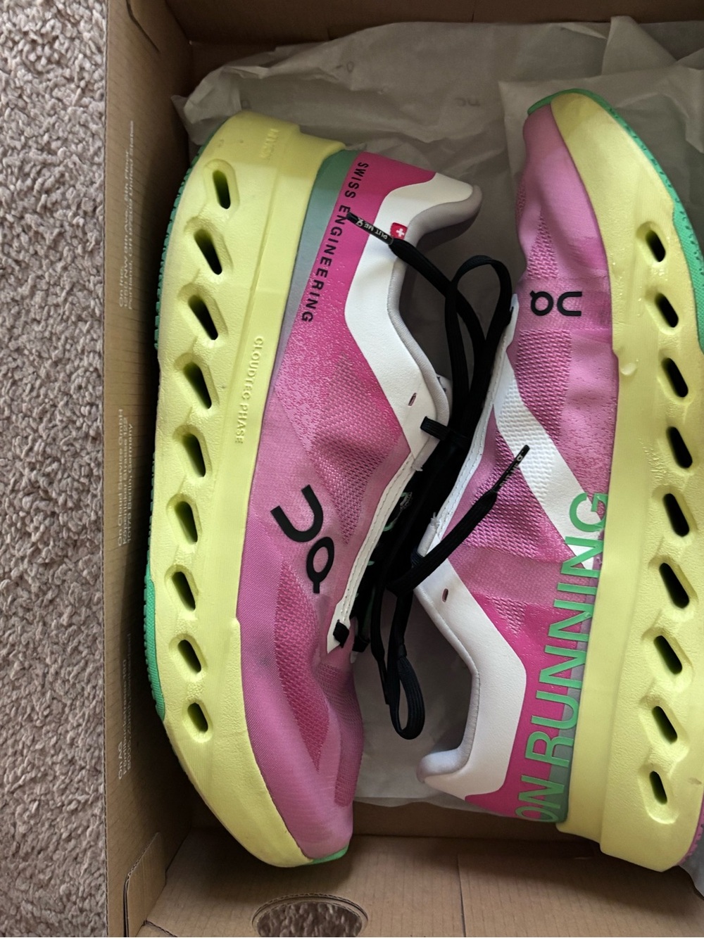 On Running Women's Pink & Yellow Cloudmonster Running Shoes